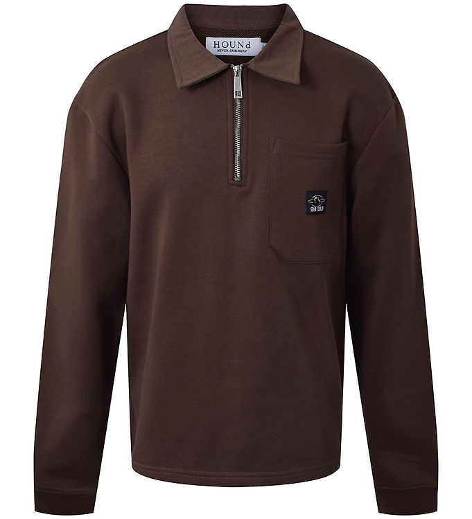 Hound Sweatshirt m. Lynlås - Mørkebrun