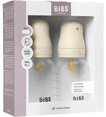 Bibs Sutteflaske - 2-pak - 150 ml - PP/Naturgummi - Ivory