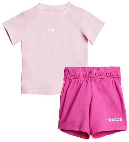 adidas Performance T-shirt/Shorts - 160 - Pink/Hvid adidas Performance T-shirt/Shorts - 160 - Pink/Hvid