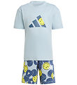 adidas Performance T-shirt/Sweathorts - Blå/Gul m. Smileyer adidas Performance T-shirt/Sweathorts - Blå/Gul m. Smileyer