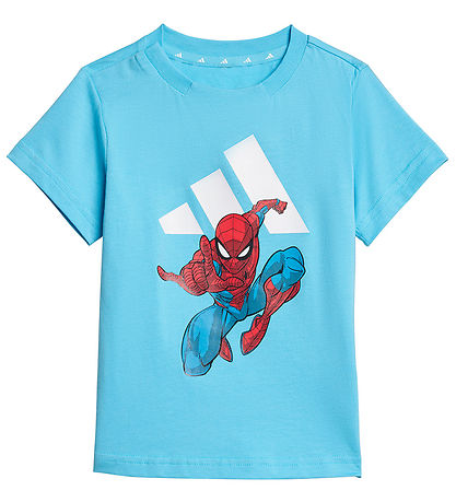 adidas Performance T-Shirt/Shorts - Marvel - Bright Cyan/Hvid m.