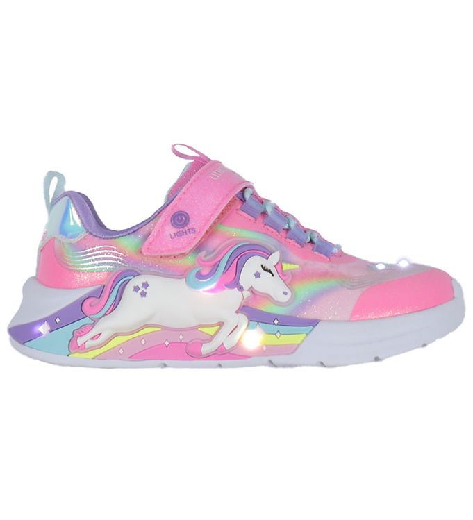 Skechers Sko m. Lys - Unicorn Chaser - Pink/Multi