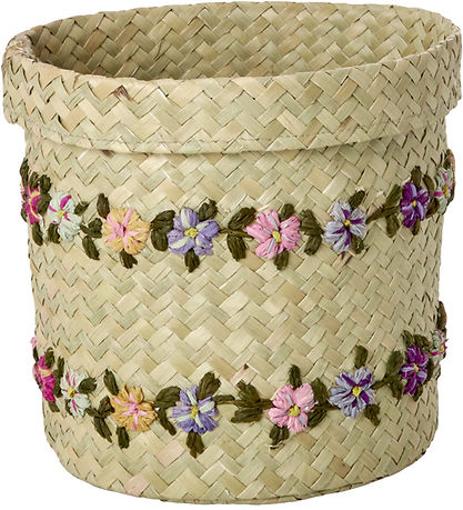 Rice Kurv - Raffia  - Small - Flower Vines - 17,5x14,5 cm - Natu