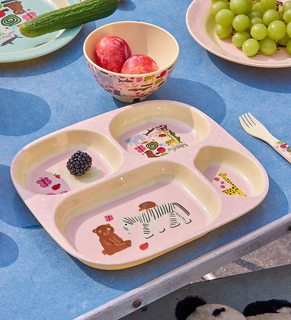 Rice Spisesæt - Melamin - 4 stk. - Wildlife Print - Pink Rice Spisesæt - Melamin - 4 stk. - Wildlife Print - Pink