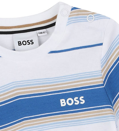 BOSS T-shirt - Lyseblå/Hvidstribet