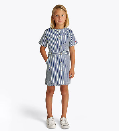 Tommy Hilfiger Kjole - Striped Denim - Blå/Hvid Tommy Hilfiger Kjole - Striped Denim - Blå/Hvid