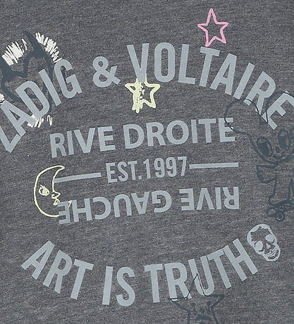 Zadig & Voltaire T-shirt - Gråmeleret m. Print