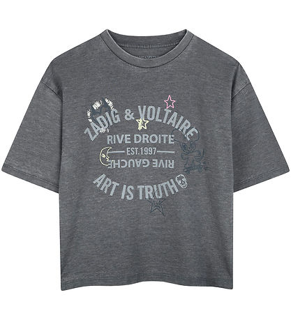 Zadig & Voltaire T-shirt - Gråmeleret m. Print