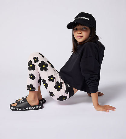 Little Marc Jacobs Leggings - Rosa/Sort m. Blomster Little Marc Jacobs Leggings - Rosa/Sort m. Blomster