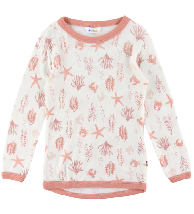 Joha Bluse Uld - Lyserød m. Print