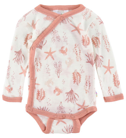 Joha Slå-om Body l/æ - Uld - Lyserød m. Print