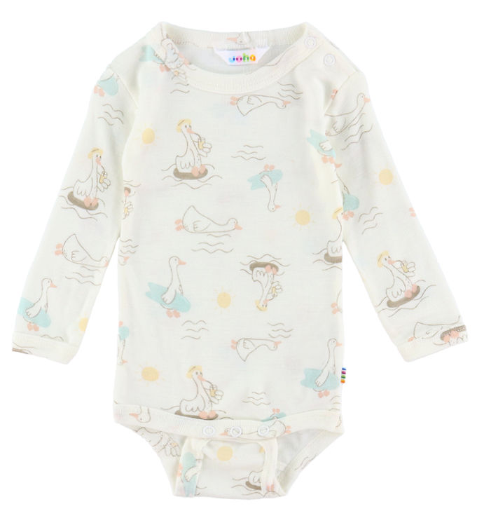 Joha Body Langærmet Uld/Silke - Off-white m. Print
