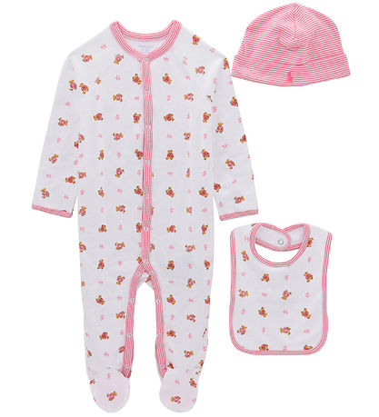 Polo Ralph Lauren Gaveæske - 3 Dele - Hvid/Rosa m. Bamser Polo Ralph Lauren Gaveæske - 3 Dele - Hvid/Rosa m. Bamser