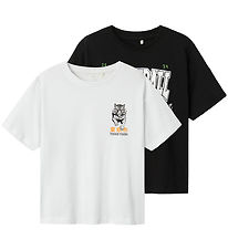 Name It T-shirt - NkmBennibo - 2-pak - Lucent White/Sort Name It T-shirt - NkmBennibo - 2-pak - Lucent White/Sort