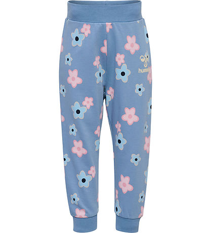 Hummel Sweatpants - hmlRinna - Faded Denim m. Blomster Hummel Sweatpants - hmlRinna - Faded Denim m. Blomster