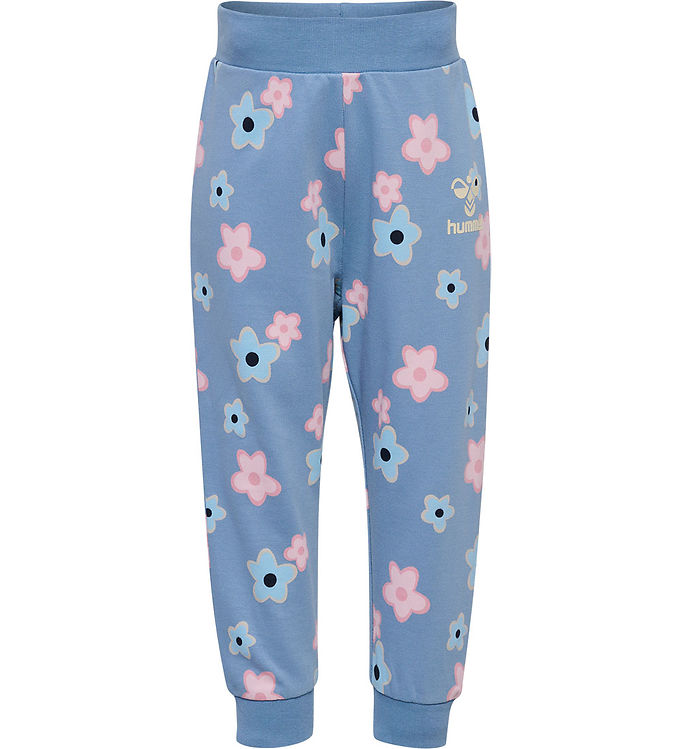 Hummel hmlRinna Sweatpants - Faded Denim m. Blomster