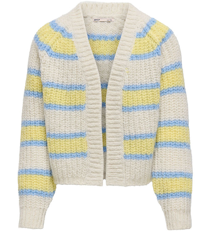 Kids Only Birch/lima Bean Stribet Oversized Åben Strikcardigan - Str. 7-8y 122/128cm