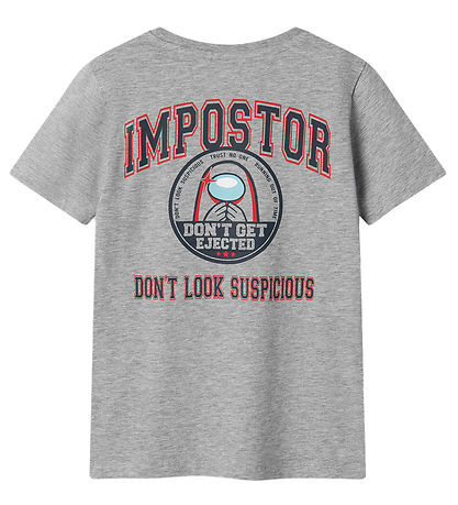 Name It T-shirt - NkmJett Among Us - Grey Melange m. Print