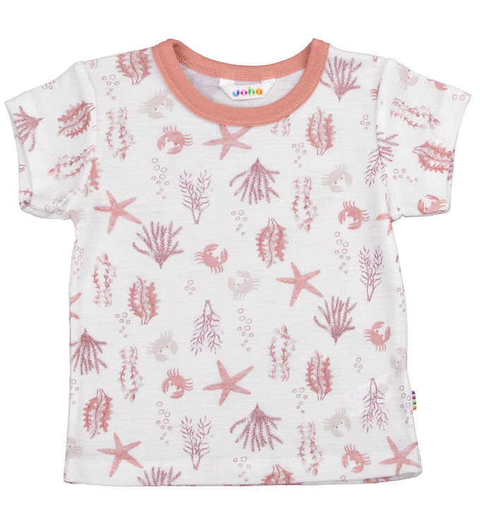 Joha T-shirt - Uld - Lyserød m. Print