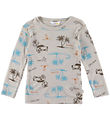 Joha Bluse - Uld/Silke - Beige m. Print Joha Bluse - Uld/Silke - Beige m. Print