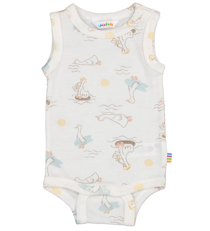 Joha Body Uden Ærmer Uld/Silke - Off White m. Print