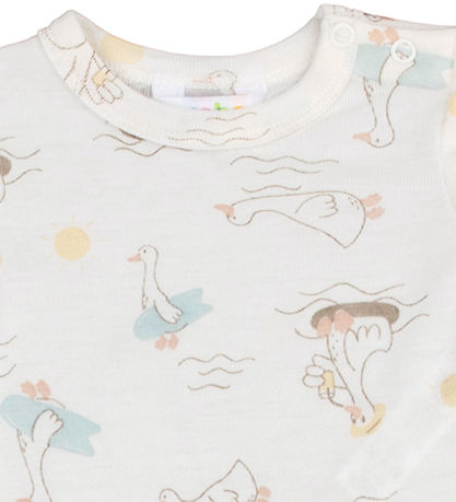 Joha Sommerdragt - Uld/Silke - Off White m. Print