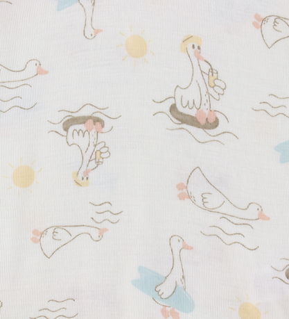 Joha Strampler - Wolle/Seide - Off White m. Print