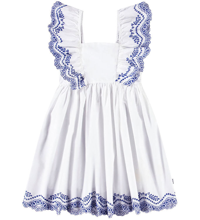 Molo Kjole - Clementine - Crisp White m. Broderinger