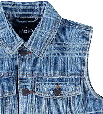 Molo Vest - Denim - Hertha - Washed Check Molo Vest - Denim - Hertha - Washed Check