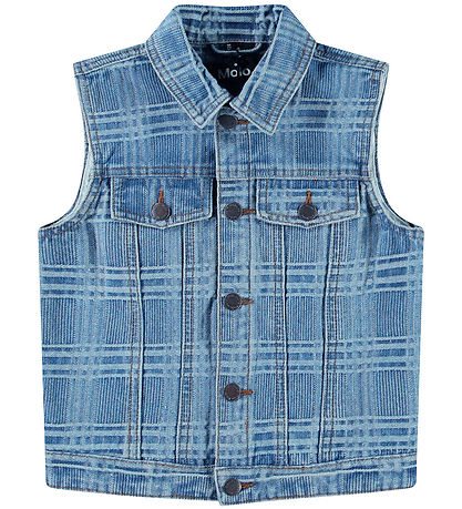 Molo Vest - Denim - Hertha - Washed Check Molo Vest - Denim - Hertha - Washed Check