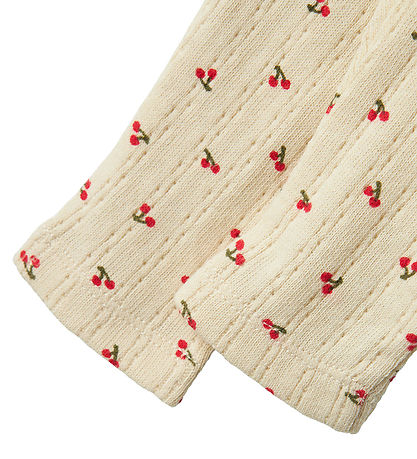 Name It Leggings - NbfBilia - Summer Sand m. Kirsebær