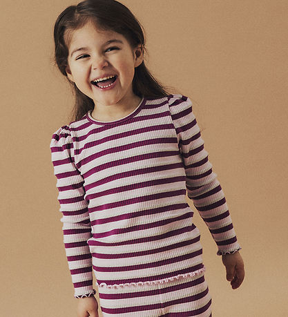 Name It Bluse - Rib - NmfBalisa - Boysenberry m. Striber/Glimmer