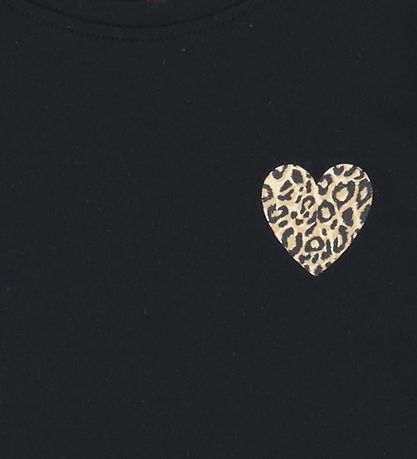 Kids Only T-shirt - KogLany - Black/Leo Heart Kids Only T-shirt - KogLany - Black/Leo Heart
