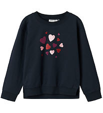 Name It Sweatshirt - NmfBiliva - Dark Sapphire m. Glimmerhjerter Name It Sweatshirt - NmfBiliva - Dark Sapphire m. Glimmerhjerter
