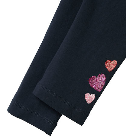 Name It Leggings - NmfBiline - Dark Sapphire m. Glimmerhjerter Name It Leggings - NmfBiline - Dark Sapphire m. Glimmerhjerter