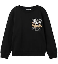 Name Sweatshirt - NkfBukak - Sort m. Print Name Sweatshirt - NkfBukak - Sort m. Print