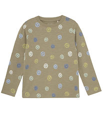 Minymo Bluse - Timber Wolf m. Smiley Minymo Bluse - Timber Wolf m. Smiley