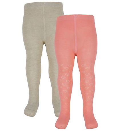 Minymo Strømpebukser - 2-pak - Strawberry Ice m. Hulmønster Minymo Strømpebukser - 2-pak - Strawberry Ice m. Hulmønster