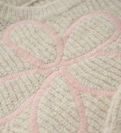 Minymo Bluse - Strik - Marshmallow White m. Blomster Minymo Bluse - Strik - Marshmallow White m. Blomster