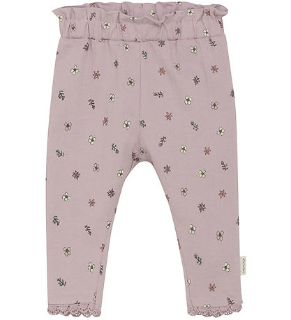 Minymo Bukser - Burnished Lilac m. Blomsterprint Minymo Bukser - Burnished Lilac m. Blomsterprint