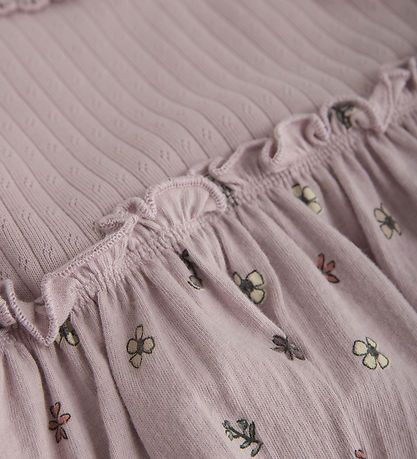Minymo Kjolebody l/æ - Burnished Lilac m. Hulmønster