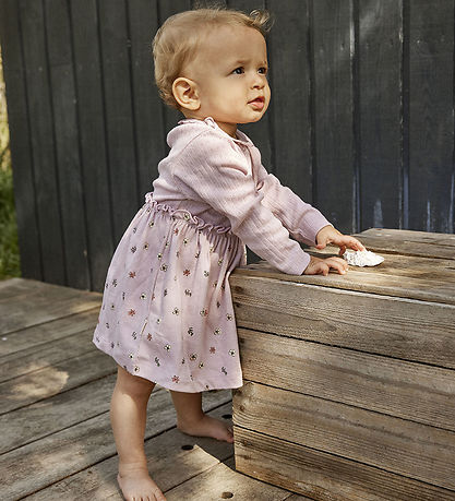 Minymo Kjolebody l/æ - Burnished Lilac m. Hulmønster