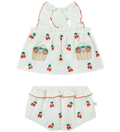 Stella McCartney Kids Sommersæt - Top/Bloomers - Ivory m. Kirseb Stella McCartney Kids Sommersæt - Top/Bloomers - Ivory m. Kirseb