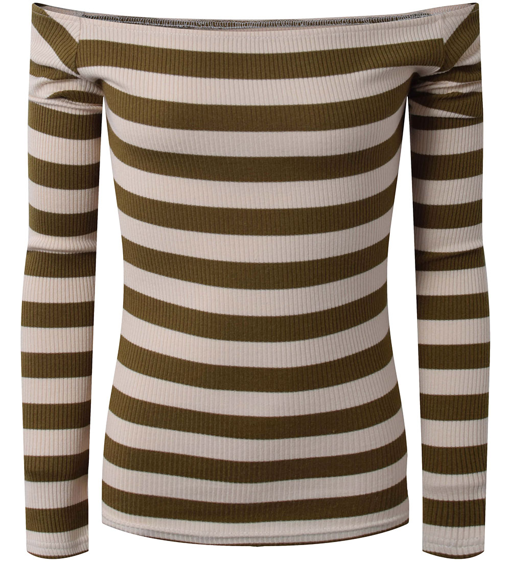 Blouse Hound - Épaules dénudées - Vert Militaire/Beige à Rayures - Hound - 14 ans (164) - Blouse