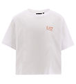EA7 T-shirt - Cropped - Hvid m. Koral EA7 T-shirt - Cropped - Hvid m. Koral