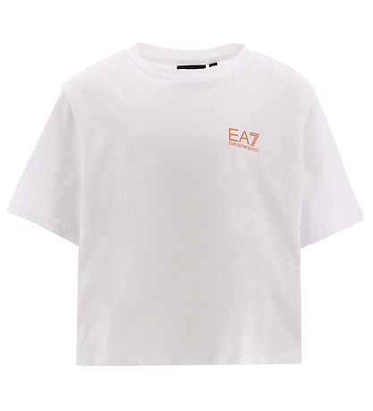 EA7 T-shirt - Cropped - Hvid m. Koral EA7 T-shirt - Cropped - Hvid m. Koral