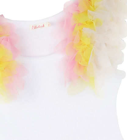 Billieblush Kjole - Rib - Hvid m. Tyl