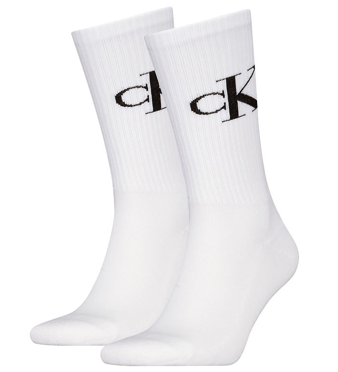 Calvin Klein Strømper 2P Monogram Crew Socks Hvid Str 39/42 Herre