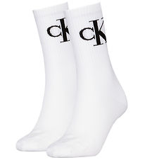 Calvin Klein Strømper - 2-pak - Hvid M/ Logo Calvin Klein Strømper - 2-pak - Hvid M/ Logo