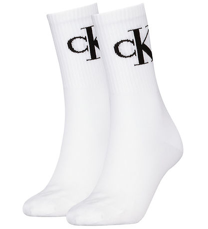Calvin Klein Strømper - 2-pak - Hvid M/ Logo Calvin Klein Strømper - 2-pak - Hvid M/ Logo
